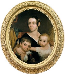 Mrs. Edward Dorsey Hobbs (Mary Ann Craig, 1820-1888) and sons Sydney Johnston Hobbs (1840-1871 and Basil N. Hobbs (1843-1864).  Wilhelm Frye.  Oil on canvas.  Gift of Nanine Irwin Hilliard Greene.