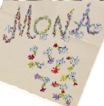 Mona Bismarcks name sketched by Constantin Alajalov in his personal correspondence to her, date unknown. Filson Manuscript Collection