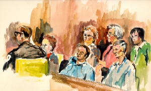 Untitled courtroom painting, watercolor, 1971-1976. Filson Special Collections