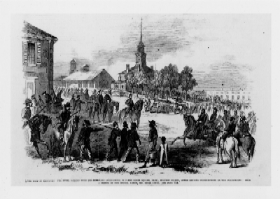 General John Hunt Morgan in the town square of Paris, Ky.  Frank Leslie's Illustrated Newspaper, August 16, 1862.  Filson Print Collection