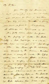 First page of John Allens letter to his wife, Jane, August 28, 1812.