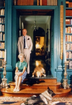 Thomas W. Bullitt and Kay Stammers Bullitt in the doorway of the Oxmoor library, 1989. Photo by John Nation. Bullitt Family Papers, The Filson Historical Society