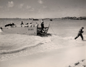 A Landing Ship Transport vessel on the coast of South Carolina during a training exercise. Filson Manuscript Collection