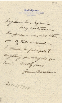 Letter of introduction for Dr. Max Jordan from Jane Addams to Ingram. Filson Manuscript Collection