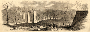 Green River Railroad Bridge, destroyed by rebel forces. Harpers Weekly, 4, 1862. January Filson Print Collection