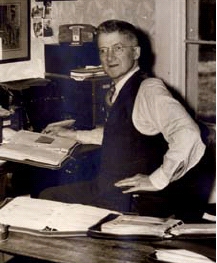 Edward C. Thurman (1882-1950) working with his philatelic collection shortly before his death. Edward C. Thurman Collection, The Filson Historical Society.