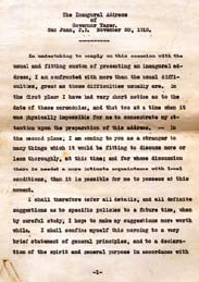 Yagers personal copy of his inaugural address as Governor of Puerto Rico, delivered on 20 November 1913. Filson Manuscript Collection