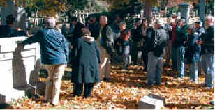 The group gathered in the Lexington Cemetery on this spectacular fall day for the best weather we had all weekend.