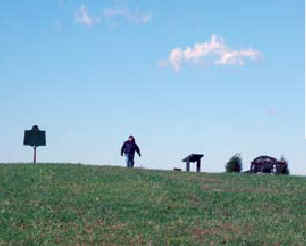 Rear guard, Reggie Van Stockum, trailed the group down the hill at Perryville.